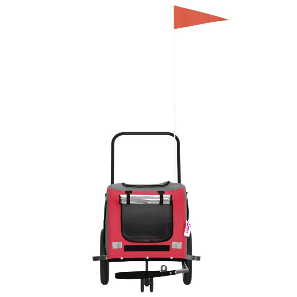 Remolque de bicicleta para perros hierro tela Oxford rojo negro M 4