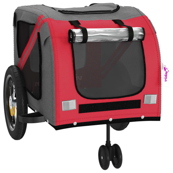 Remolque de bicicleta para perros hierro tela Oxford rojo negro M 5