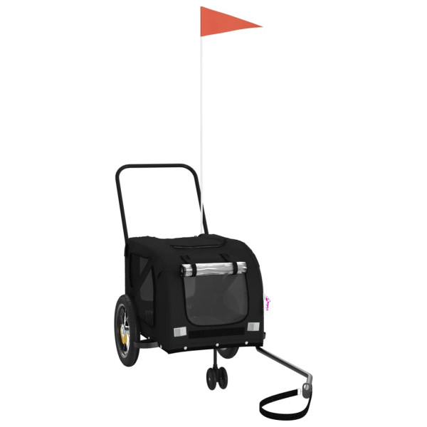 Remolque de bicicleta para perros hierro y tela Oxford negro M 2