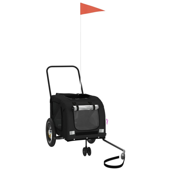 Remolque de bicicleta para perros hierro y tela Oxford negro M 3