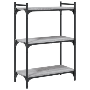 Librería 3 estantes madera ingeniería gris Sonoma 60x30x86 cm H