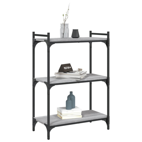 Librería 3 estantes madera ingeniería gris Sonoma 60x30x86 cm M 3
