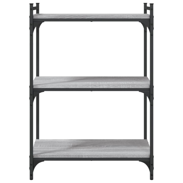 Librería 3 estantes madera ingeniería gris Sonoma 60x30x86 cm M 4