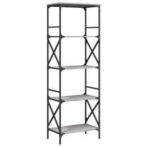 Librería 5 estantes madera ingeniería gris Sonoma 59x35x171 cm H