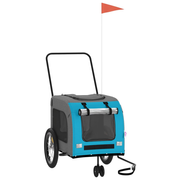 Remolque de bicicleta para perros hierro tela Oxford azul gris M 2