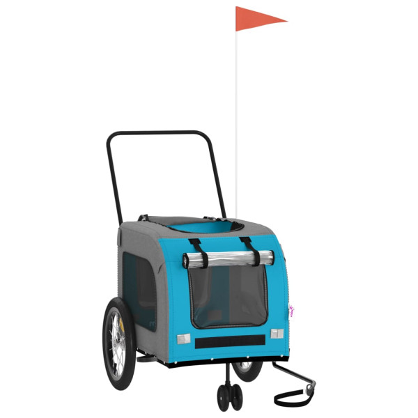 Remolque de bicicleta para perros hierro tela Oxford azul gris M 3