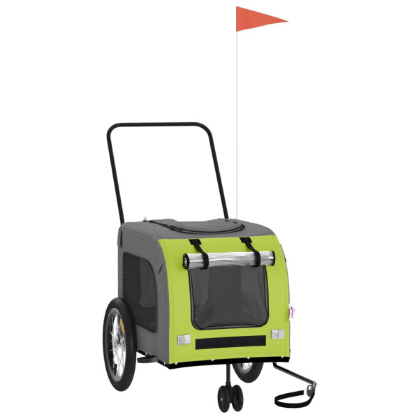 Remolque de bicicleta para perros hierro tela Oxford verde gris M 2