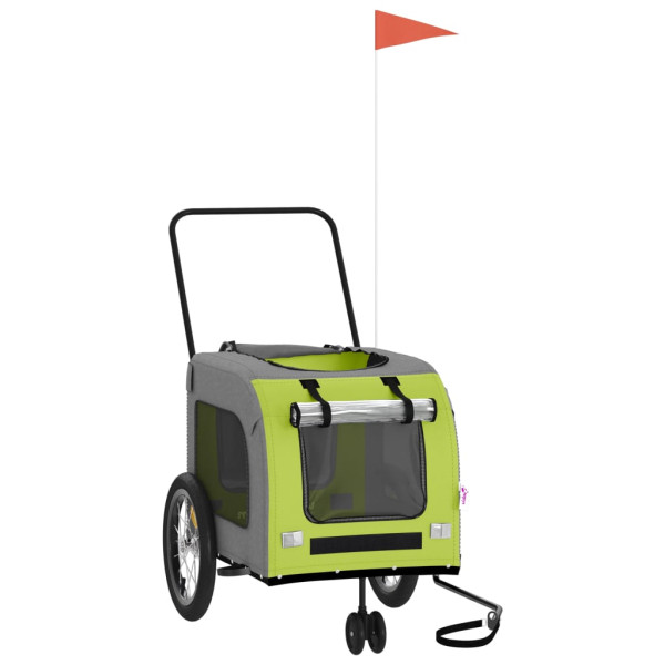 Remolque de bicicleta para perros hierro tela Oxford verde gris M 3