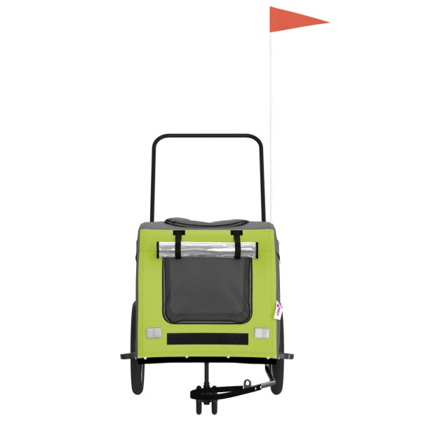 Remolque de bicicleta para perros hierro tela Oxford verde gris M 4