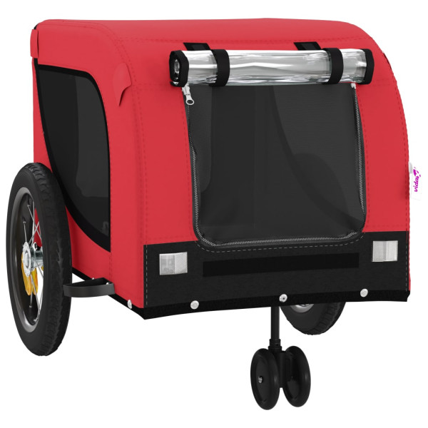 Remolque de bicicleta para perros hierro tela Oxford rojo negro M 4