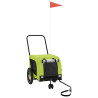 Remolque bicicleta para perros hierro tela Oxford verde negro 2
