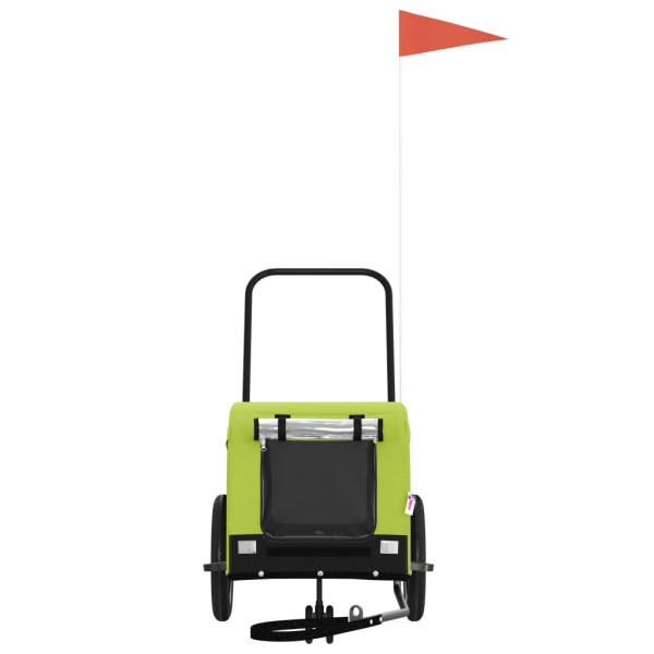 Remolque bicicleta para perros hierro tela Oxford verde negro M 3