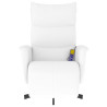 Sillón reclinable masaje con reposapiés cuero sintético blanco 3