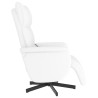 Sillón reclinable masaje con reposapiés cuero sintético blanco 4