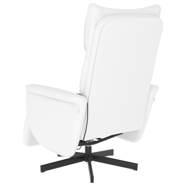 Sillón reclinable masaje con reposapiés cuero sintético blanco M 5
