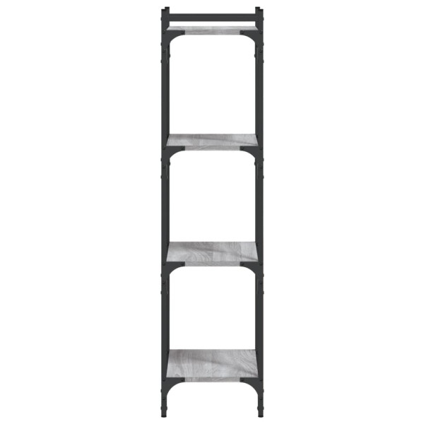 Librería 4 estantes madera ingeniería gris Sonoma 40x30x120 cm M 5
