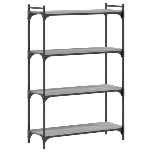 Librería 4 estantes madera ingeniería gris Sonoma 80x30x120 cm M 2