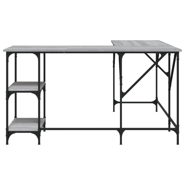 Escritorio madera de ingeniería gris Sonoma 139x139x75 cm M 4
