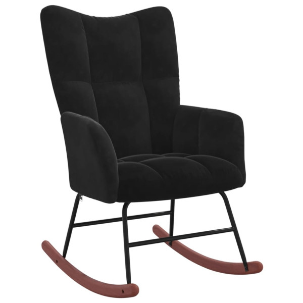 Silla mecedora con reposapiés terciopelo negro M 5