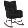 Silla mecedora con reposapiés terciopelo negro 5