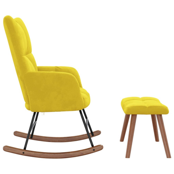 Silla mecedora con reposapiés tela amarillo mostaza M 3