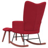 Silla mecedora con reposapiés terciopelo rojo tinto 4
