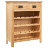 Mueble botellero de madera maciza de roble 72x32x90 cm 3