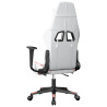Silla gaming con reposapiés cuero sintético blanco y rosa 5