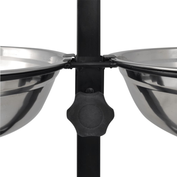 Comedouro duplo. suporte com altura ajustável. tigelas aço inoxidável M 4