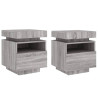 Mesitas de noche con luces LED 2 uds gris Sonoma 40x39x48.5 cm 2