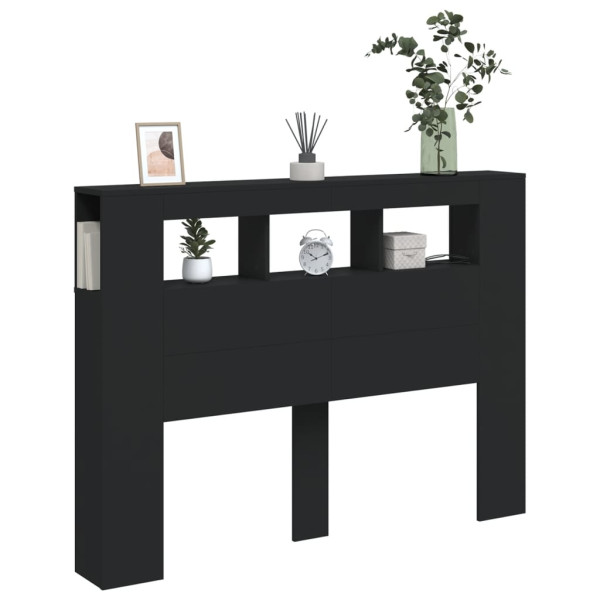 Cabeceira cama c/ LEDs 140x18.5x103.5 cm deriv. madeira preto M 4