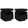 Mesitas de noche con luces LED 2 unidades negro 40x39x48.5 cm 2
