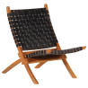 Silla de relax plegable cuero auténtico negro 1