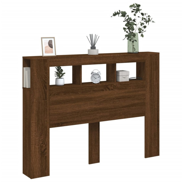 Cabecero LED madera ingeniería marrón roble 140x18.5x103.5 cm M 4