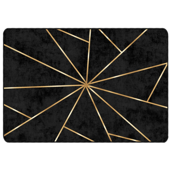 Alfombra lavable antideslizante negro y dorado 160x230 cm M 2