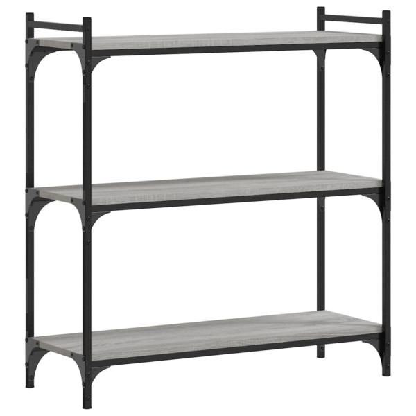 Librería 3 estantes madera ingeniería gris Sonoma 80x30x86 cm M 2