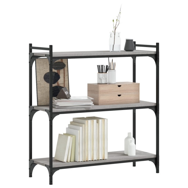 Librería 3 estantes madera ingeniería gris Sonoma 80x30x86 cm M 3