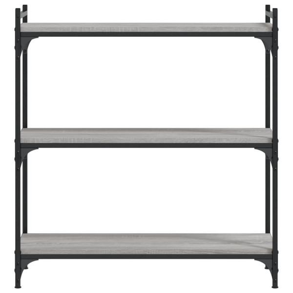 Librería 3 estantes madera ingeniería gris Sonoma 80x30x86 cm M 4