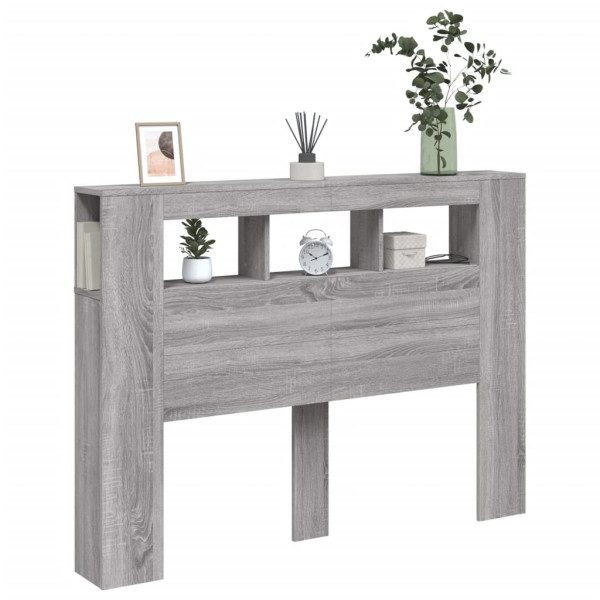 Cabecero LED madera ingeniería gris Sonoma 140x18.5x103.5 cm M 4