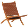 Silla de relax plegable cuero auténtico marrón 1