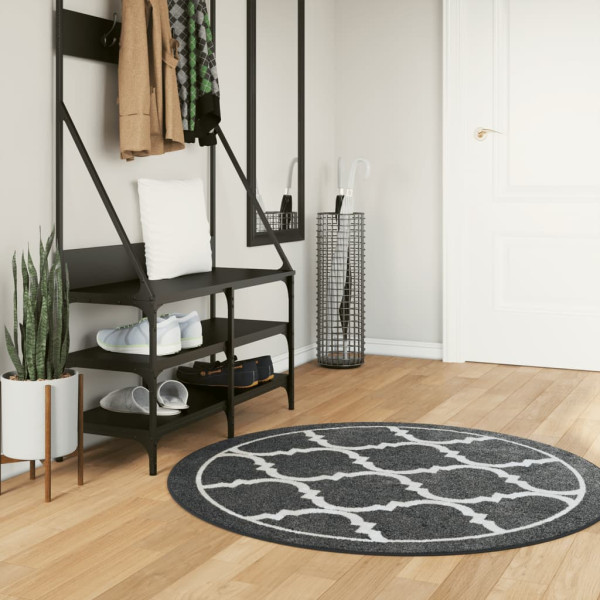 Alfombra lavable antideslizante negro y blanco Ø 120 cm D