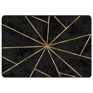 Alfombra lavable antideslizante negro y dorado 120x180 cm H