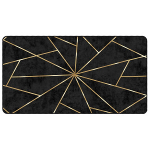 Tapete lavável antiderrapante 80x150 cm preto e dourado H