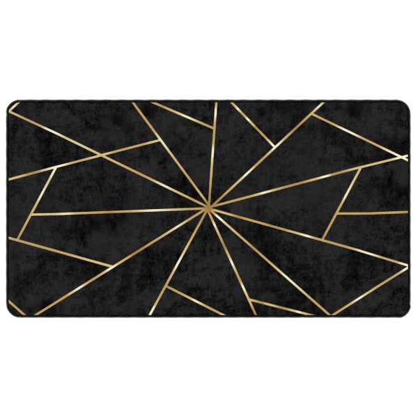 Alfombra lavable antideslizante negro y dorado 80x150 cm M 2