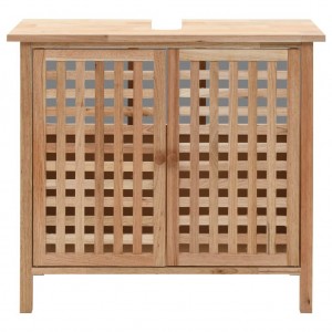 Mueble de lavabo madera maciza de nogal 66x29x61 cm H