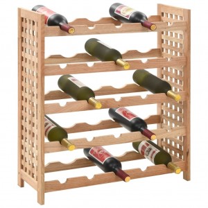Botellero para 25 botellas madera maciza de nogal 63x25x73 cm H