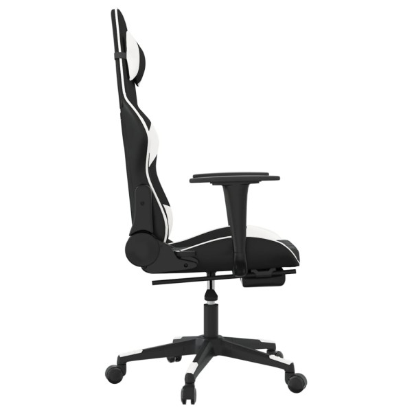 Silla gaming con reposapiés cuero sintético negro blanco M 4