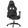 Silla gaming con reposapiés cuero sintético negro gris 2