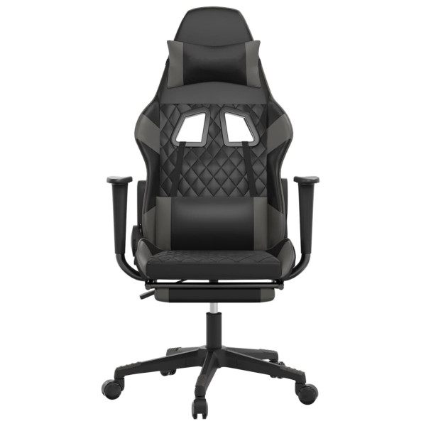 Silla gaming con reposapiés cuero sintético negro gris M 3