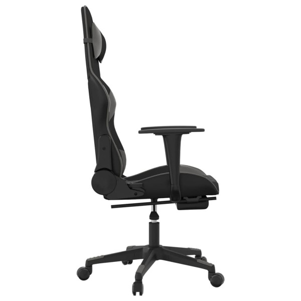 Silla gaming con reposapiés cuero sintético negro gris M 4